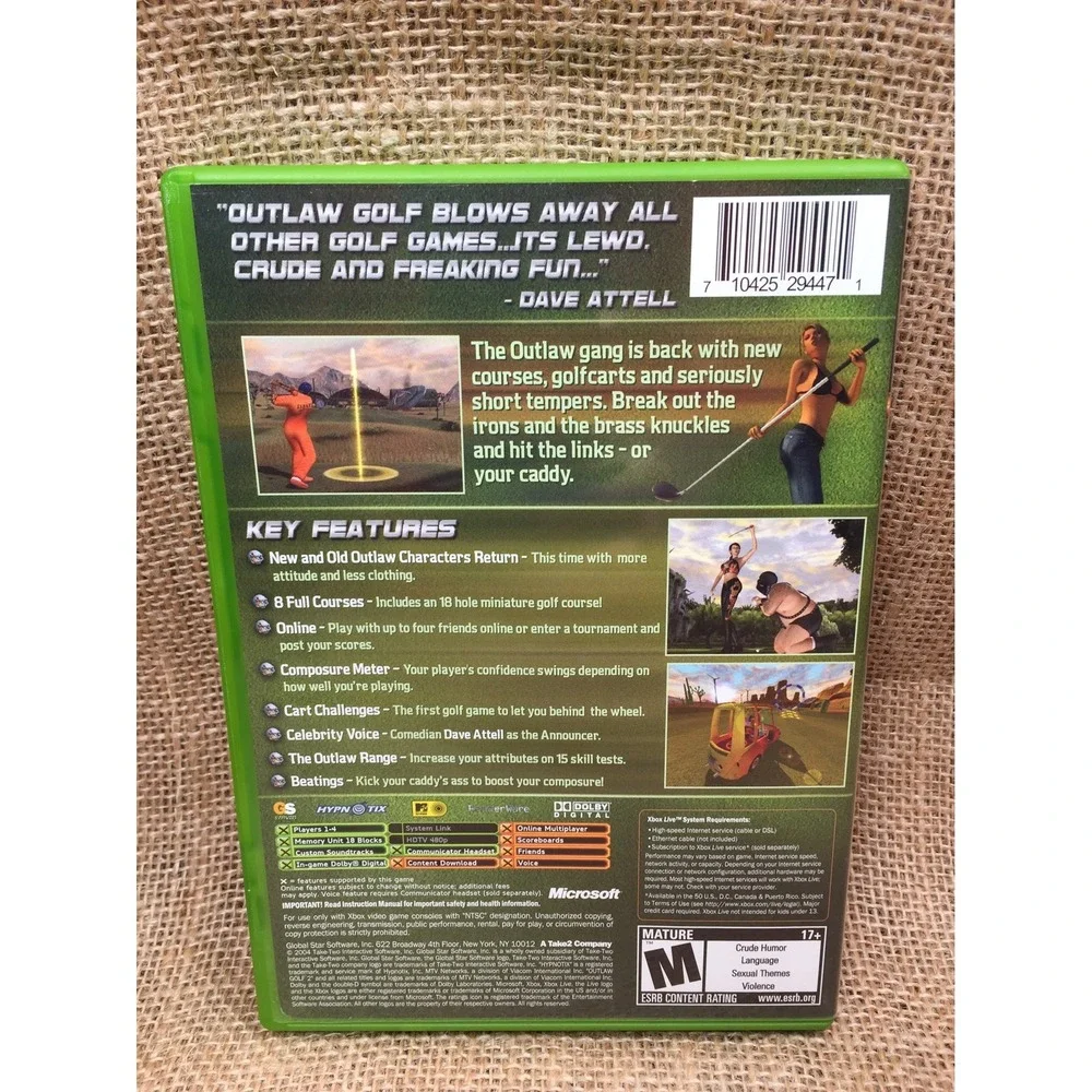 Outlaw Golf 2 Microsoft Xbox Original 2004 Complete CIB Tested Dave Attell M